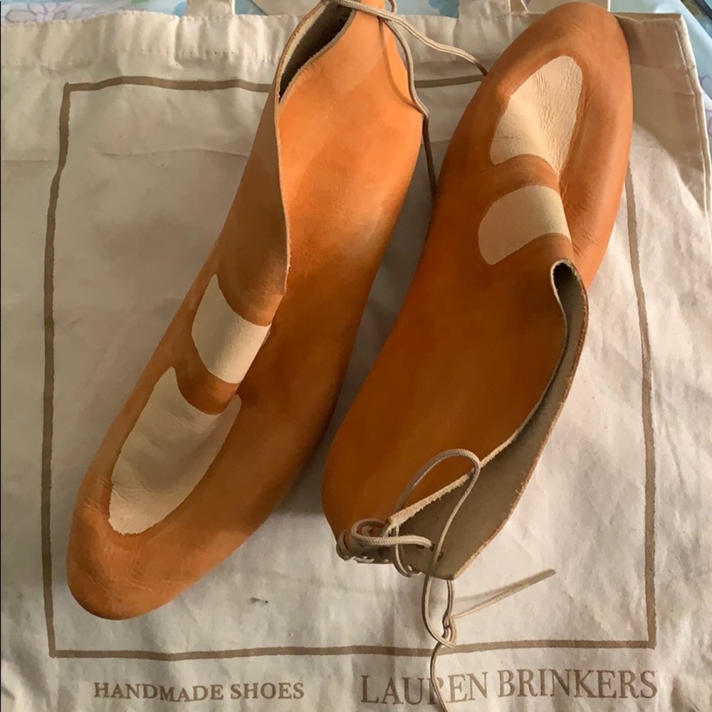 One of a kind leather Lauren Brinkers lace bootie